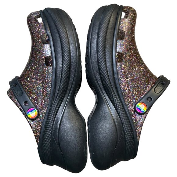 Crocs Platfirm Clogs Womens Sz 8 Classic Bae Pride Translucent Glitter - Picture 15 of 16